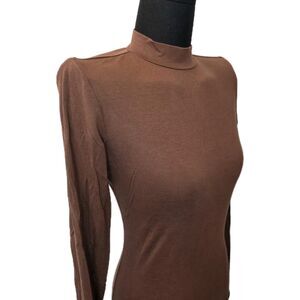 Reformation Bailey Women Brown Long Sleeve Mock Neck Inner Layer Knit Top Size S